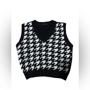 Black and White Houndstooth Sweater Vest